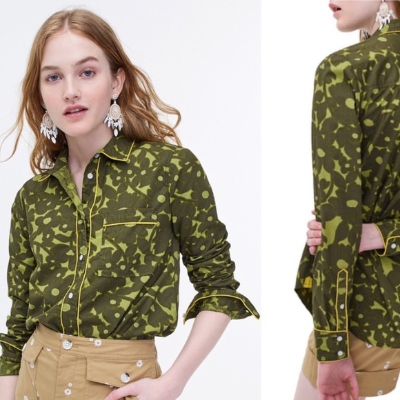 J. Crew Tops - J Crew Camo Floral cotton button down shirt NWOT
